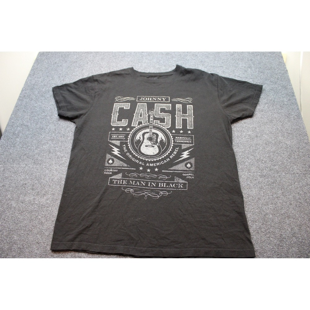 Johnny Cash The Man In Black Graphic T-Shirt Mens Large Black Short Sleeve Tee